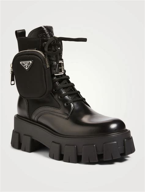 platform women prada boots|prada ankle pouch combat boots.